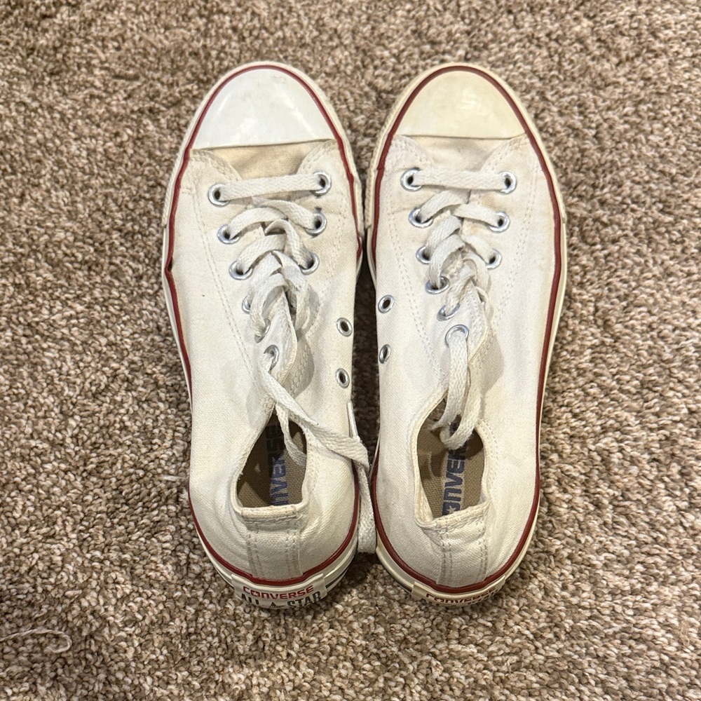 Converse Off-White Canvas Sneakers with Red Trim